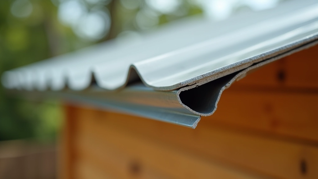 Metal flashing installed at roof edge and wall junction, showing proper overlap and sealant application with silicone