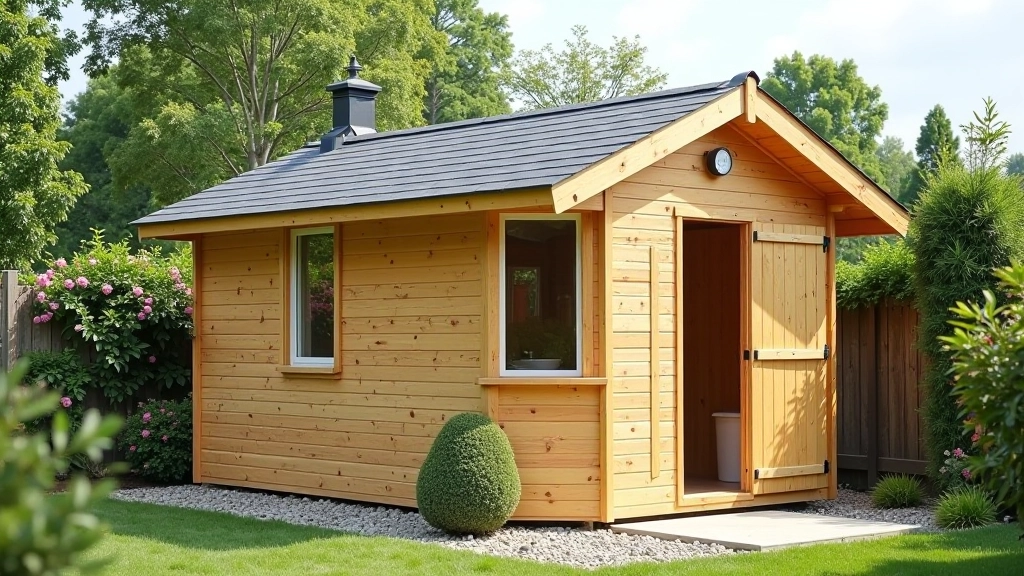 Finished shed with roof installed and weatherproofing showing proper roof construction and protective sealants on wood surfaces