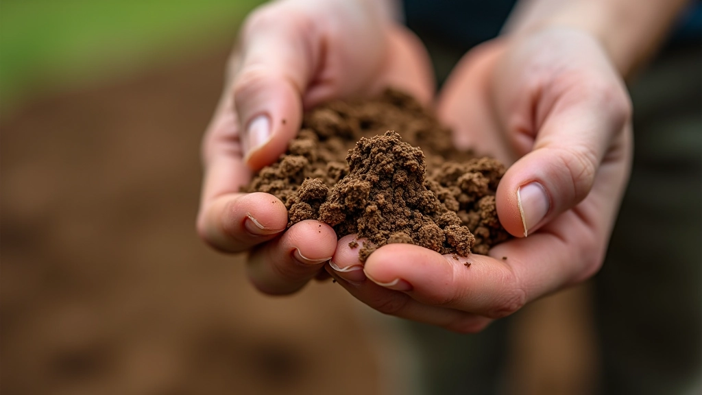 Close-up of soil sample being tested in hand showing texture and moisture, clay soil consistency for foundation assessment