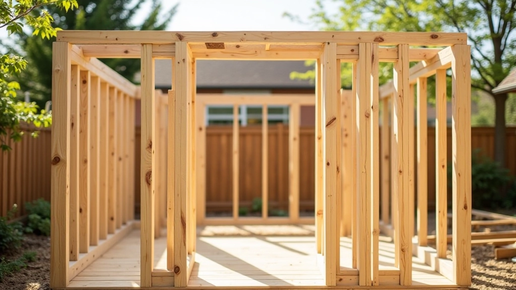 Wooden wall framing during construction assembly